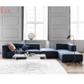 Contemporary Living Room Furniture Right Chaise Lounge Corner Couch Navy Blue Fabric 4 Seater Sectional Sofa